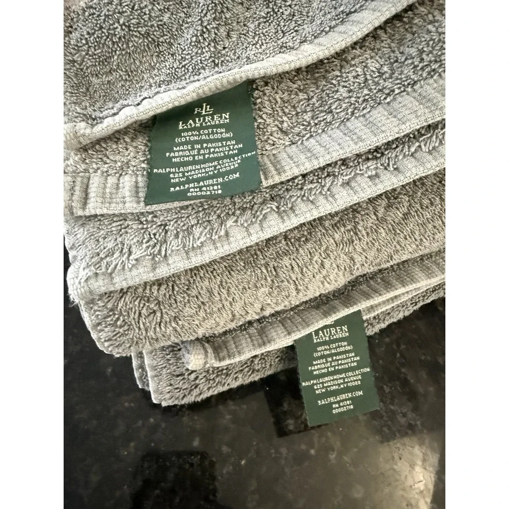 Grey Ralph Lauren Large Bath Towel Set of Two 52x31 *flaw/stain*